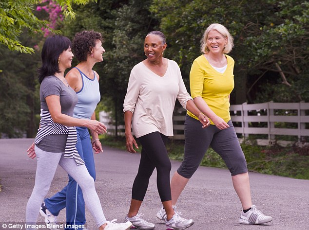 diverse group walking outside